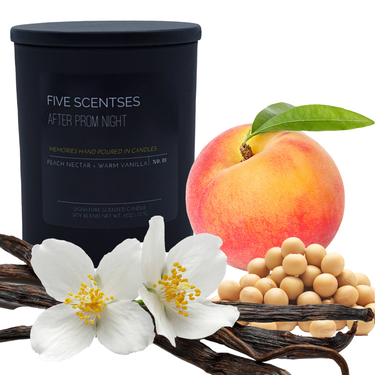 After Prom Night Peach Vanilla Soy Blend Wooden Wick Candle
