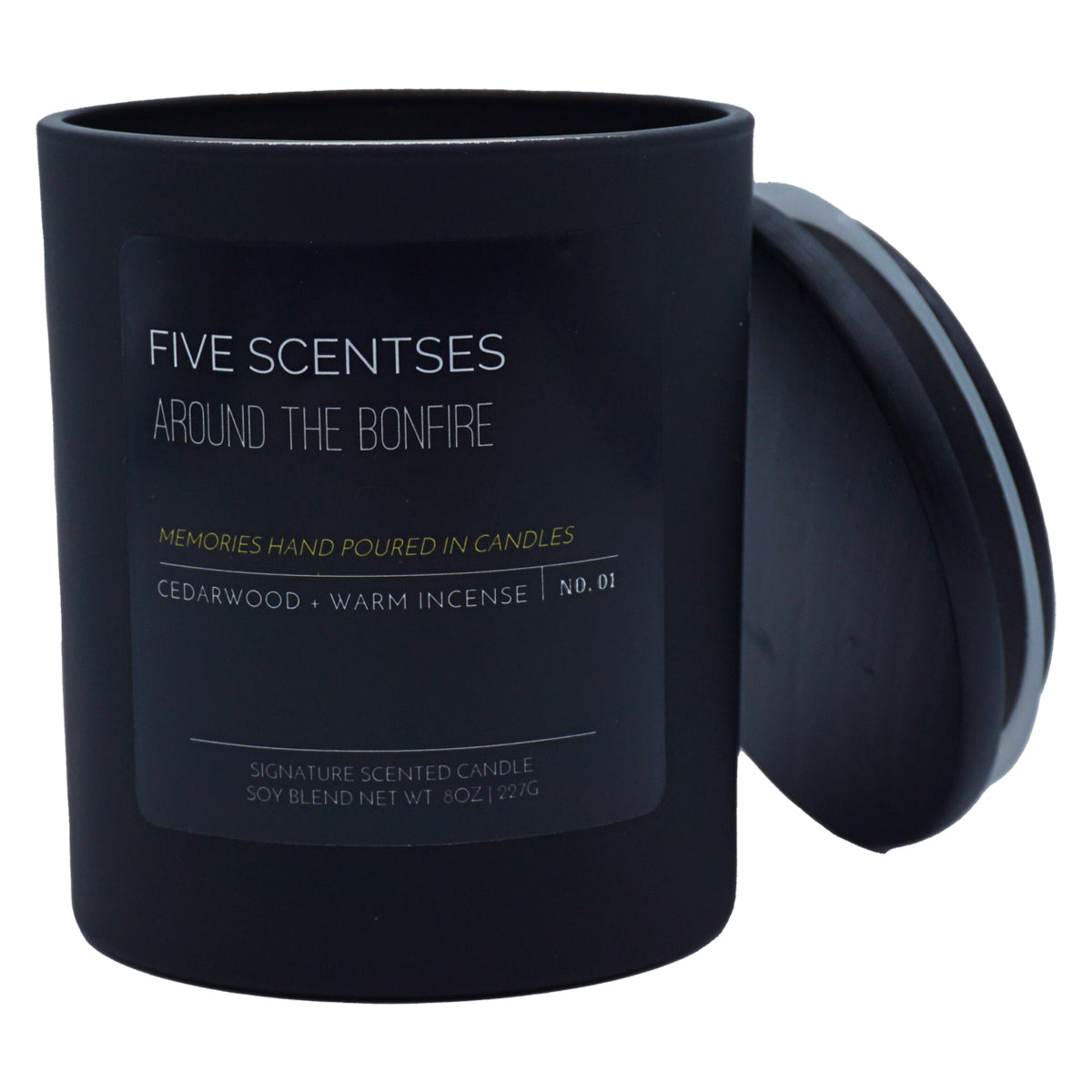 Around The Bonfire Cedarwood Incense Soy Blend Wooden Wick Candle