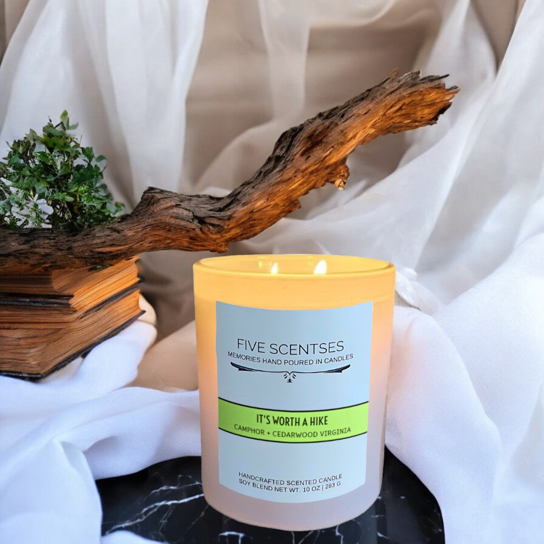 Its Worth A Hike Camphor Cedarwood Double Wick Soy Blend Candle