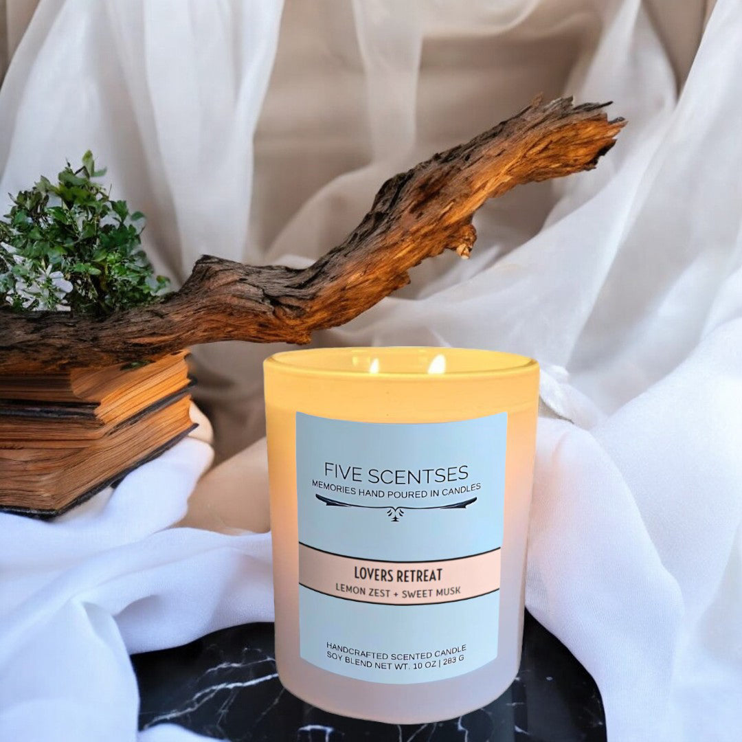 Lovers Retreat Lemon Zest Musk Double Wick Soy Blend Candle
