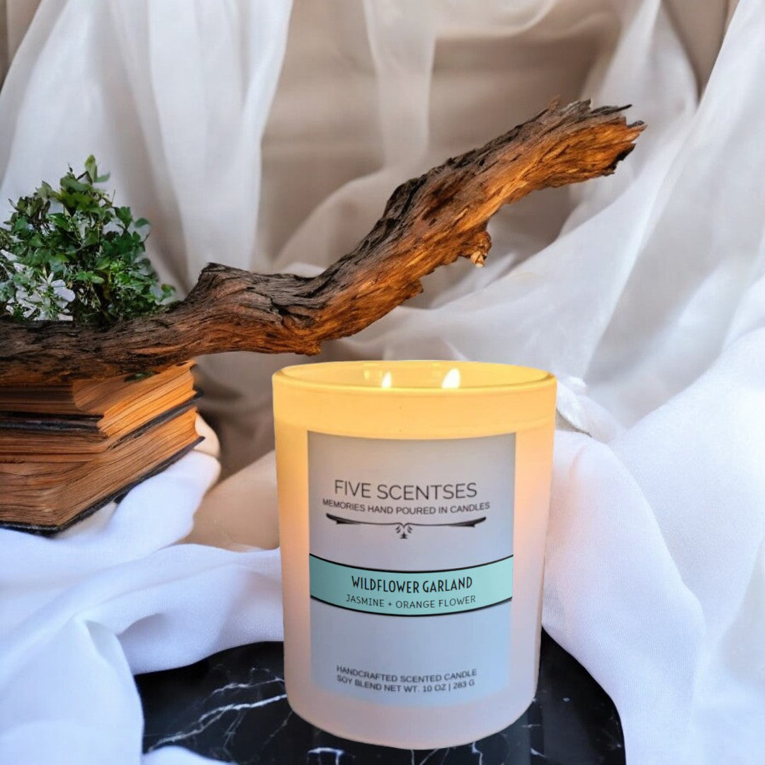 Wildflower Garland Jasmine Orange Flower Double Wick Soy Blend Candle