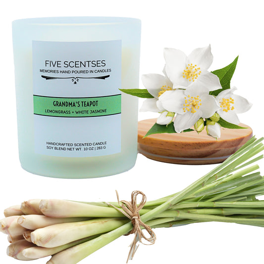 Grandmas Teapot Lemongrass Jasmine Double Wick Soy Blend Candle