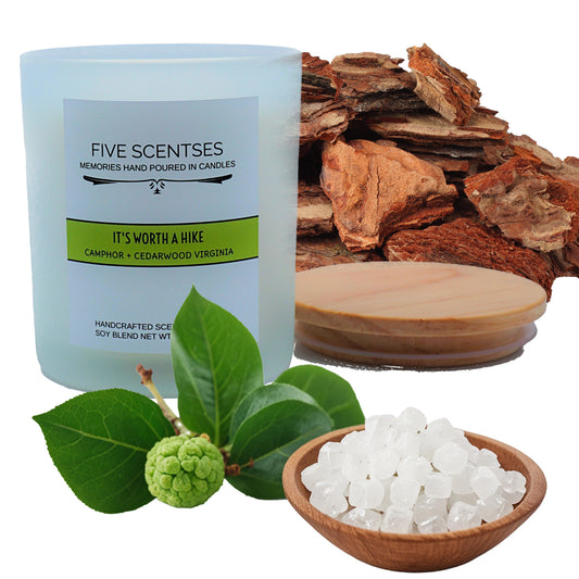 Its Worth A Hike Camphor Cedarwood Double Wick Soy Blend Candle