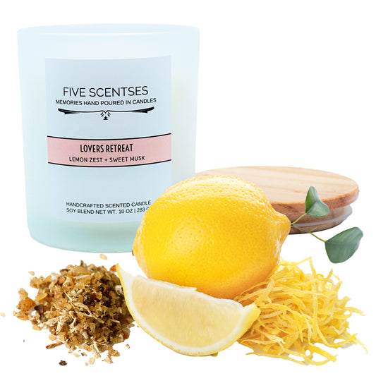 Lovers Retreat Lemon Zest Musk Double Wick Soy Blend Candle