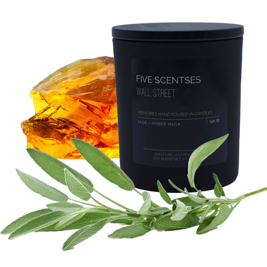 Wall Street Sage Amber Musk Soy Blend Wooden Wick Candle